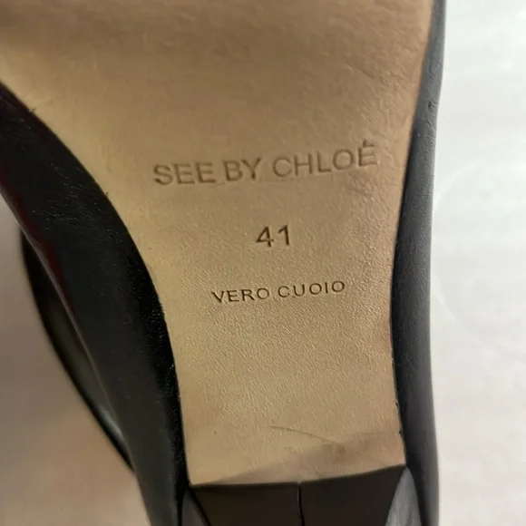 See by Chloe Black Lace Up Heels Pumps Sz 41 - Picture 9 of 14